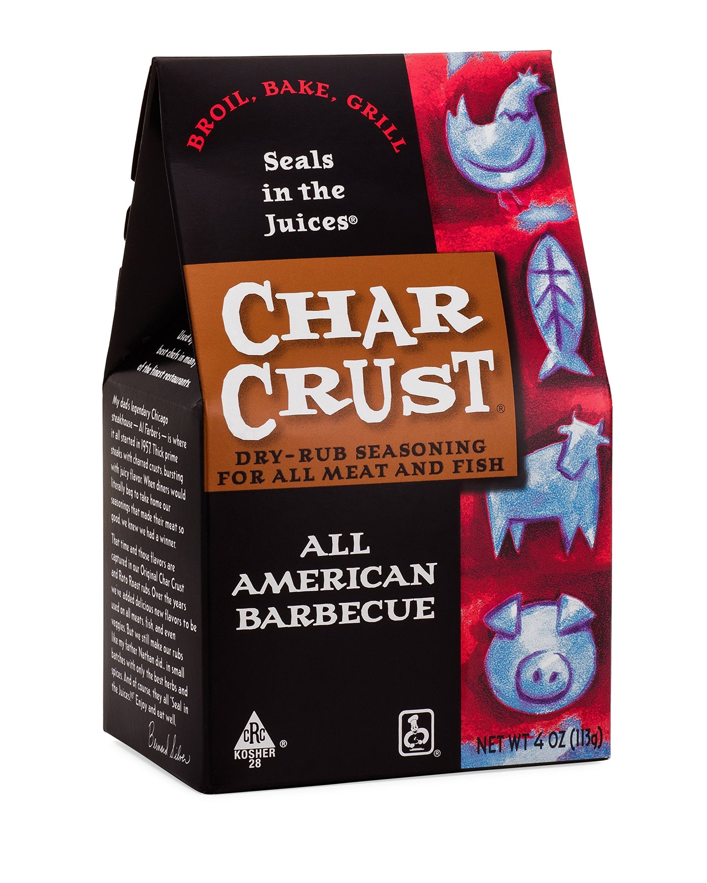 Char Crust Dry-Rub Seasoning, All American BBQ, 4-Ounce (Pack of 1)
