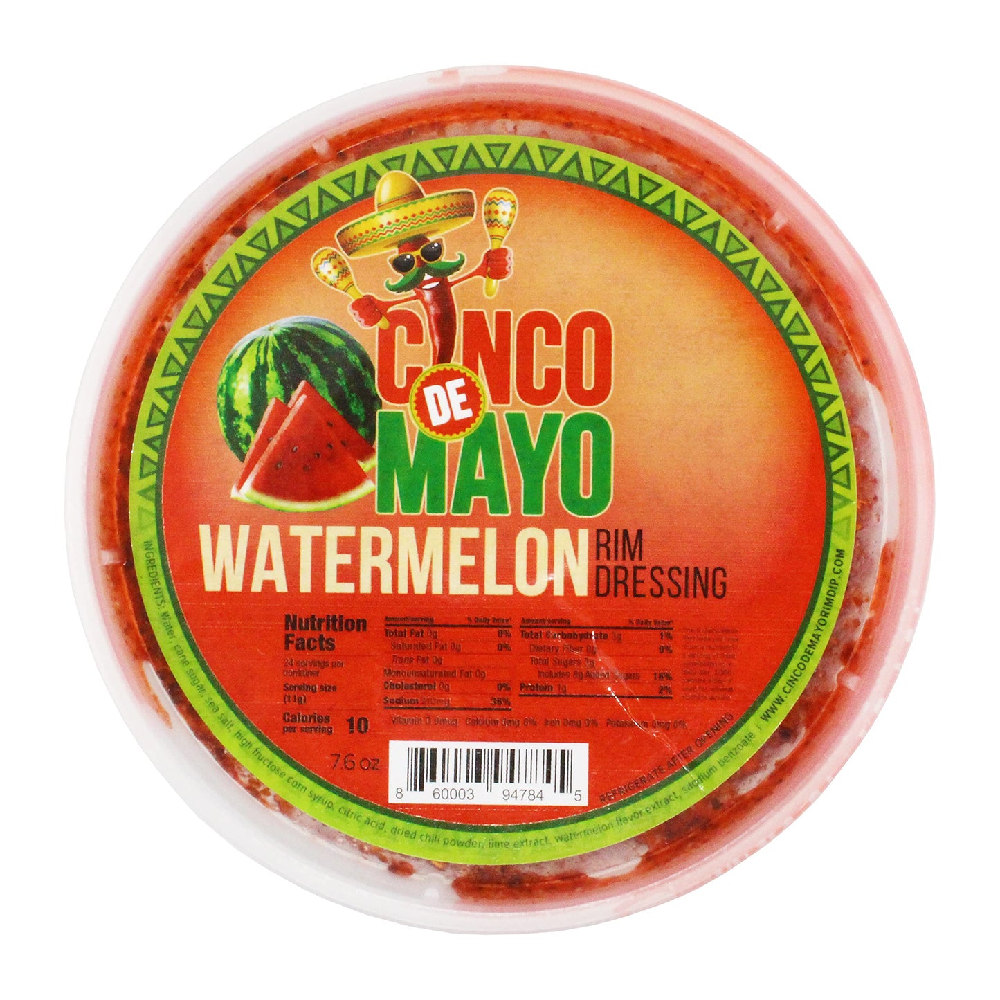 Cinco de Mayo Watermelon Rim Dip Cocktail Dressing, 7.6 oz Container, Glass, 1 Pack