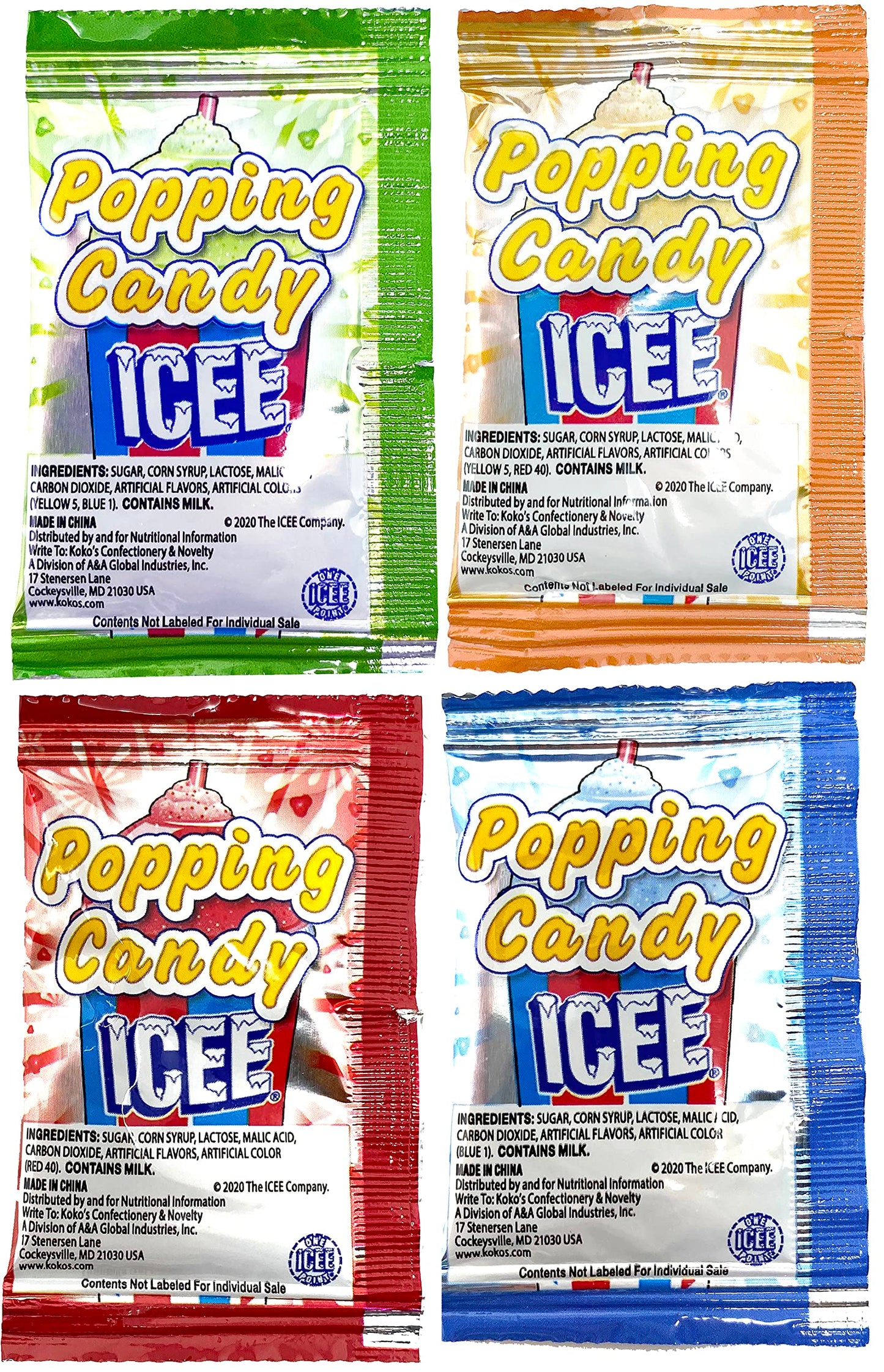 Icee And Slush Puppie Popping Candy Variety Pack Of 100 - Includes 100 Packs Of Popping Candy - Small Candy Packs For Party Favo