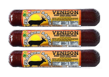 Pearson Ranch Venison Summer Sausage Pack of 3 - 7oz Stick of Deer - Exotic Meat, Gluten-Free, MSG-Free, Paleo and Keto Friendly