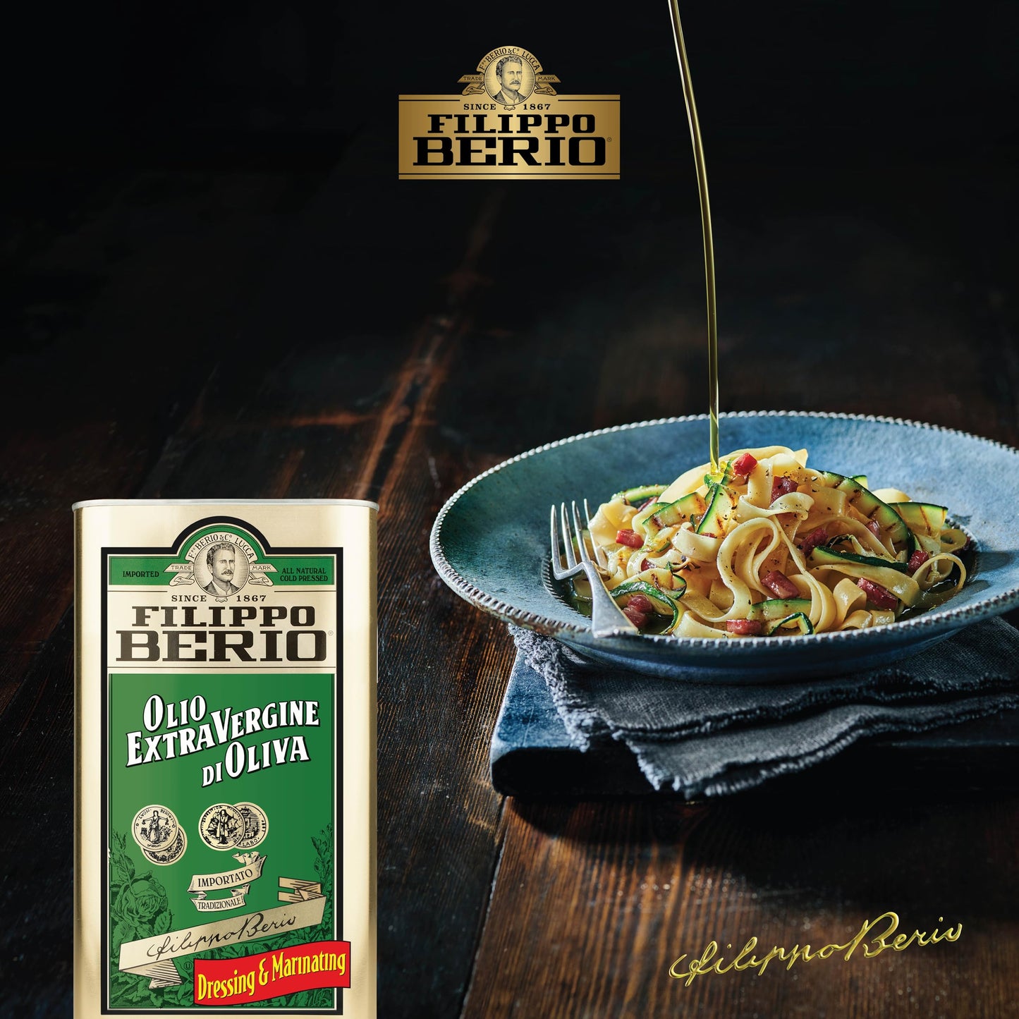 Filippo Berio Extra Virgin Olive Oil, 1 Liter Tin (33.8 Ounce)