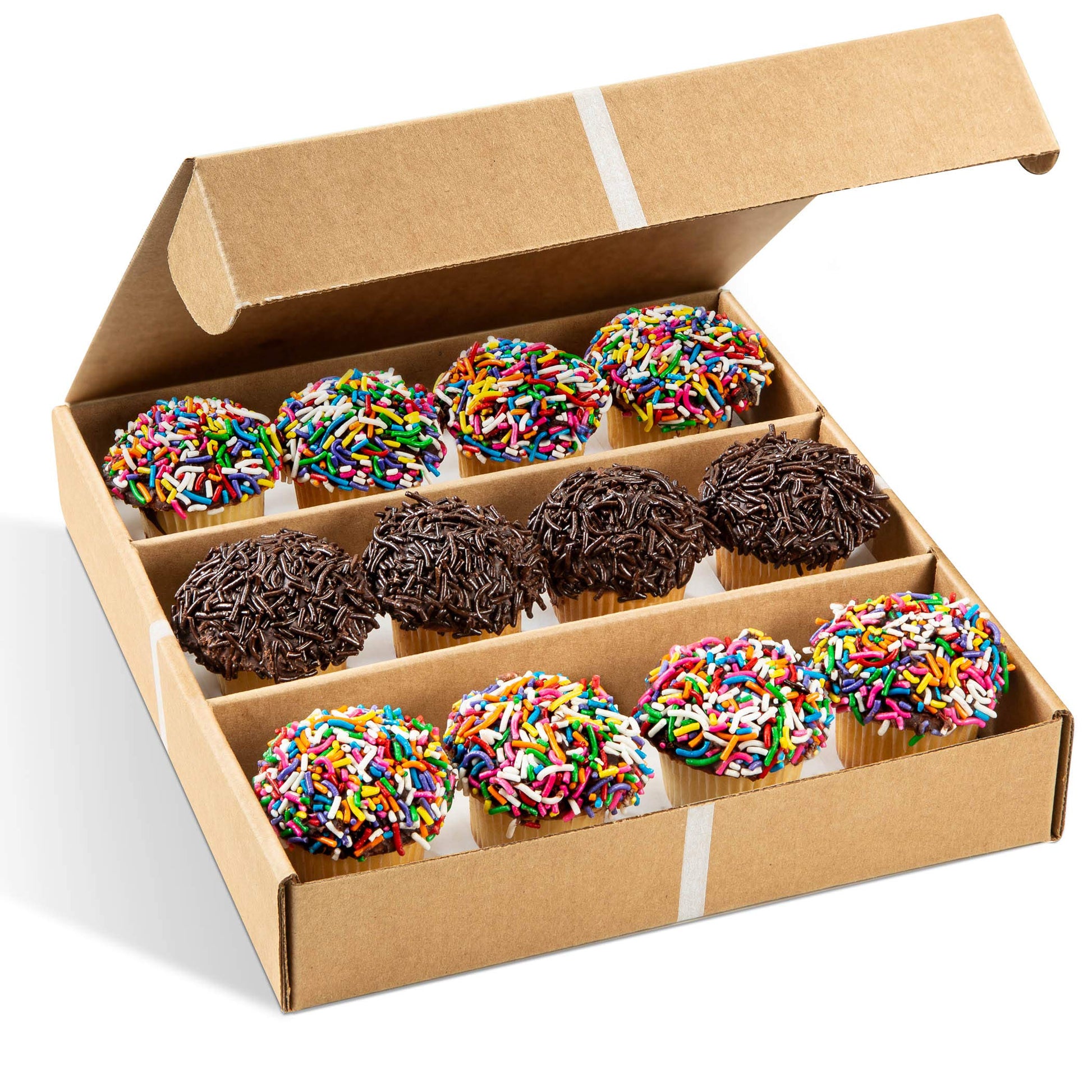 Gourmet Cookie Gift Box | 12 Individually Wrapped Sprinkle Cupcakes | Valentine Cookie Basket | Christmas, New Years & Birthdays