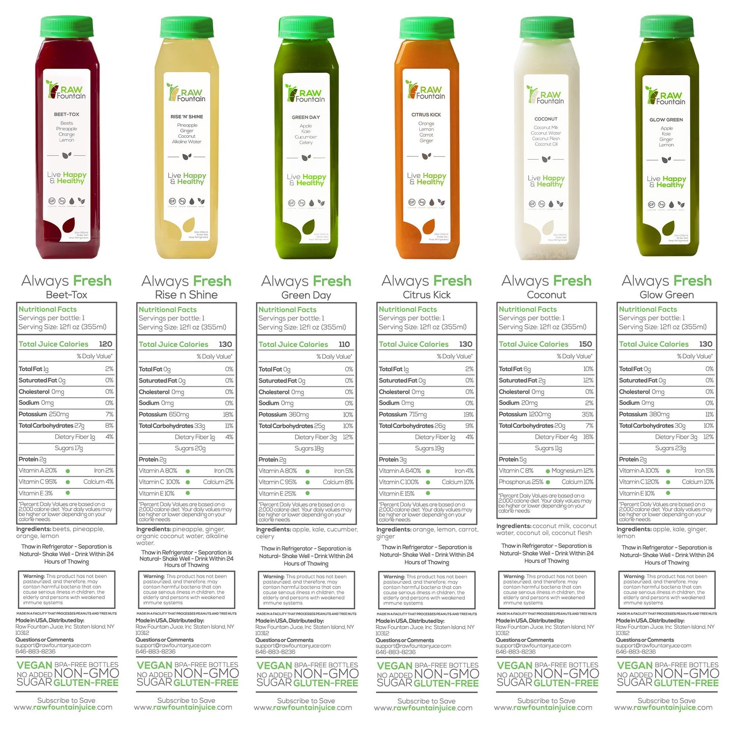 7 Day Juice Cleanse by Raw Fountain  All Natural Raw Detox Cleanse  Juicing for Body Rest  Cold Pressed Juice Fast  Great Way to Jumpstart a Healthier Diet  42 Bottles 12oz  7 Ginger Shots