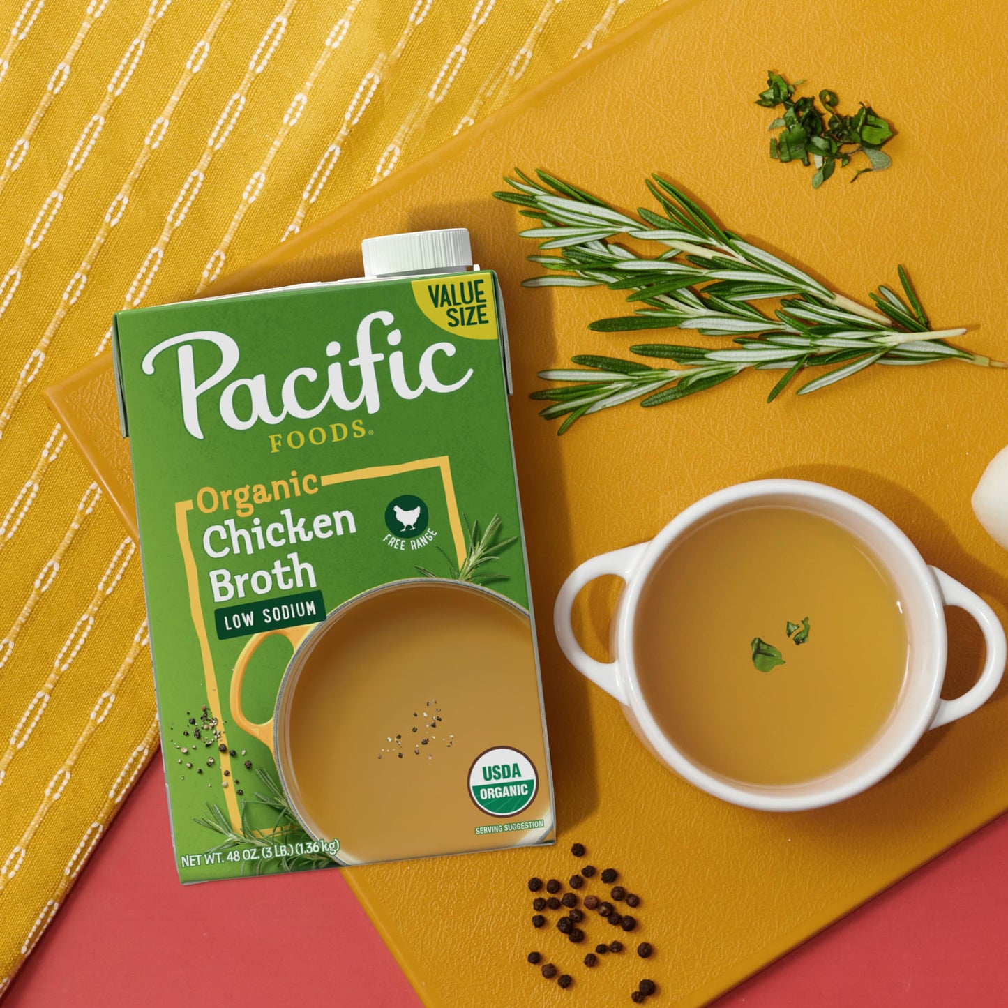 Pacific Foods Low Sodium Organic Free Range Chicken Broth, 48 Oz Carton
