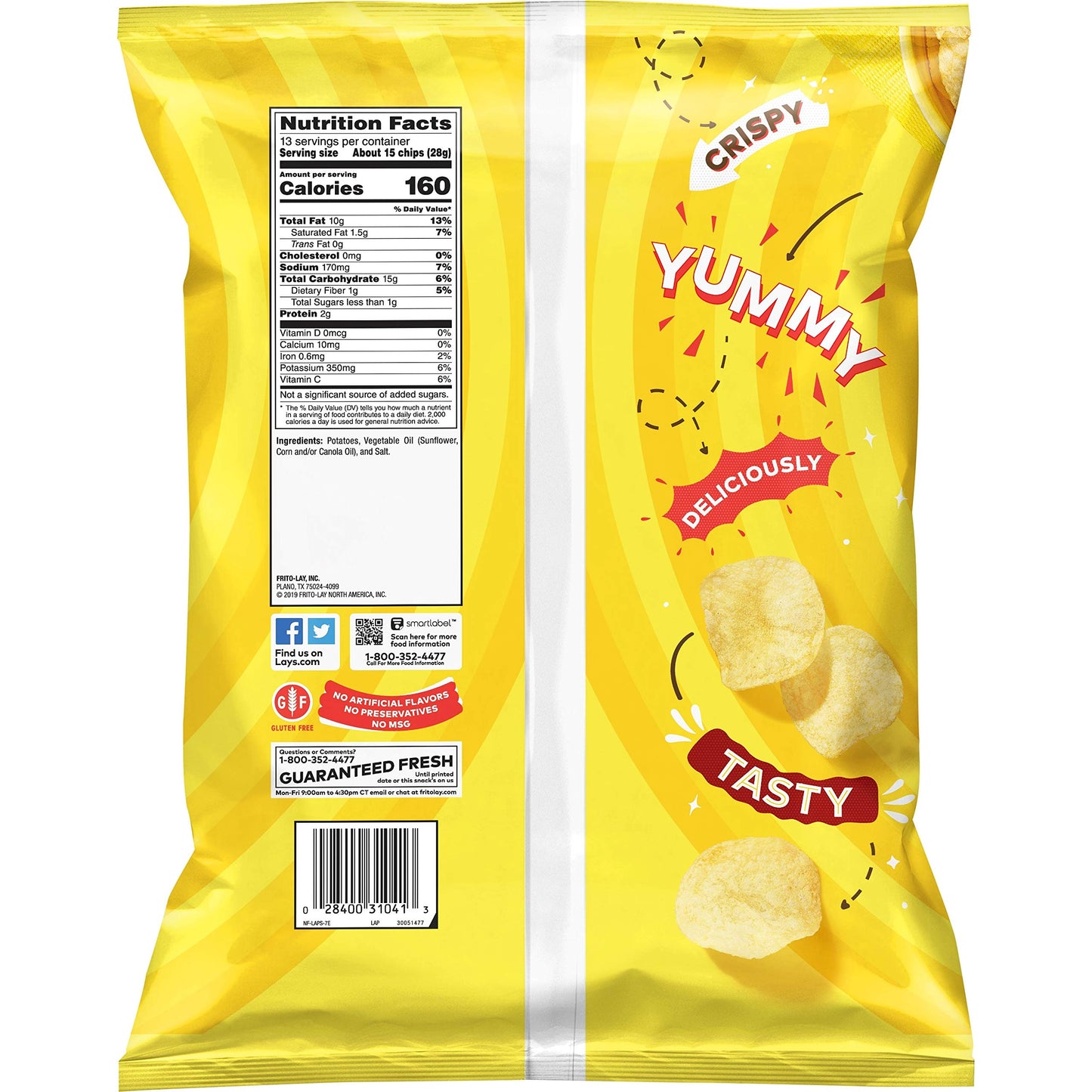 Lay'S Classic Potato Chips Snacks, Gluten Free Chips, Party Size, 13Oz Bag
