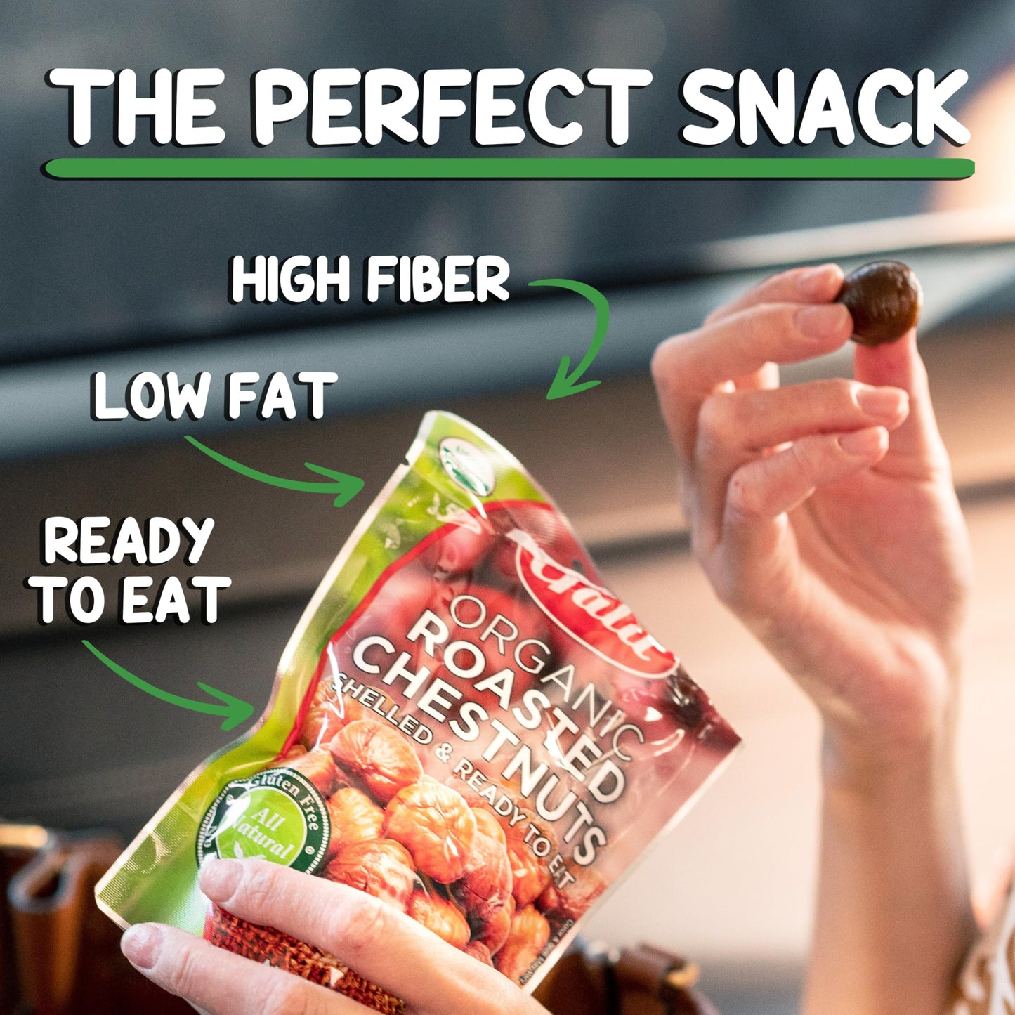 Galil Organic Roasted Chestnuts Pack of 24 Shelled & Ready to Eat Chestnuts - Gluten Free, Vegan, Organic, Non-GMO, Kosher Snack