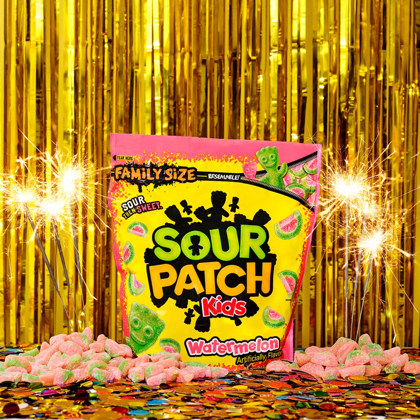 SOUR PATCH KIDS Watermelon Soft & Chewy Candy, Family Size, Bulk Candy, 1.8 lb (Pack of 2)
