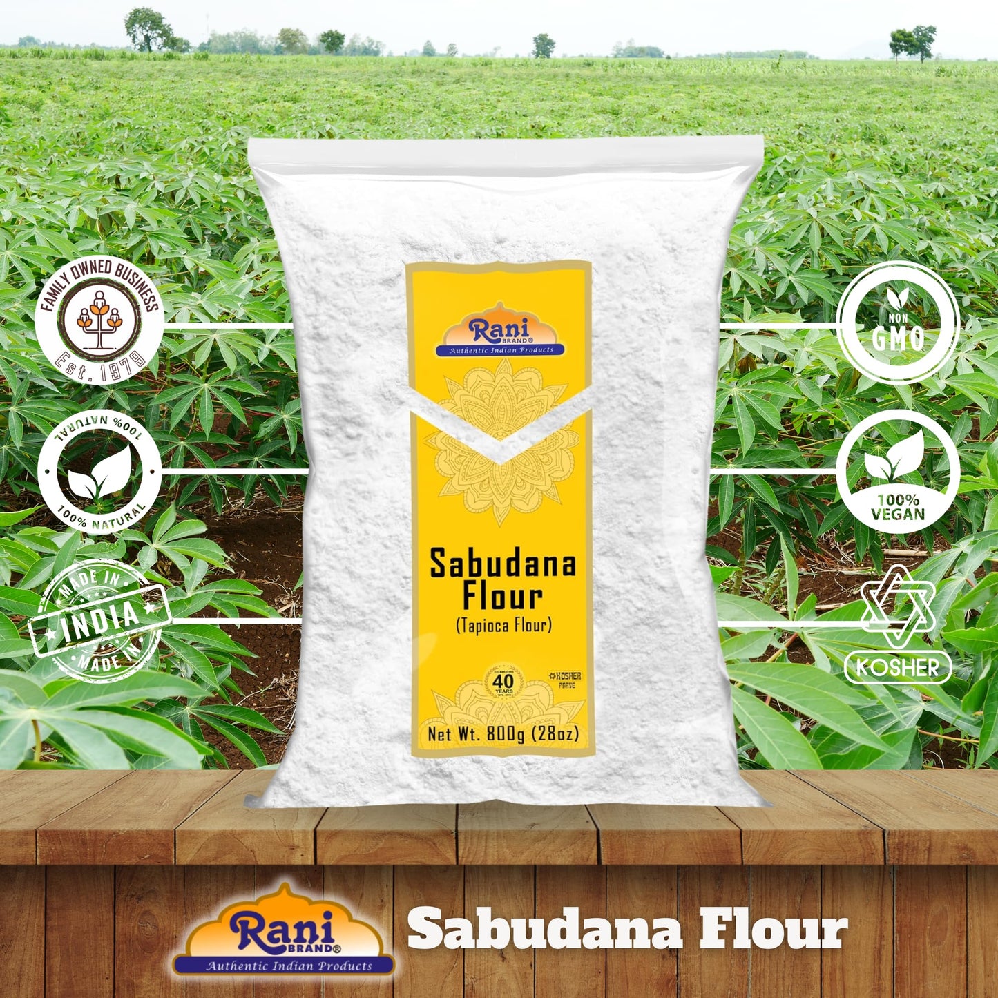 Rani Sabudana Flour (Tapioca/Sago Flour) 28Oz (1.75Lbs) 800G ~ All Natural | Vegan | Gluten Friendly | Non-Gmo | Kosher | Indian