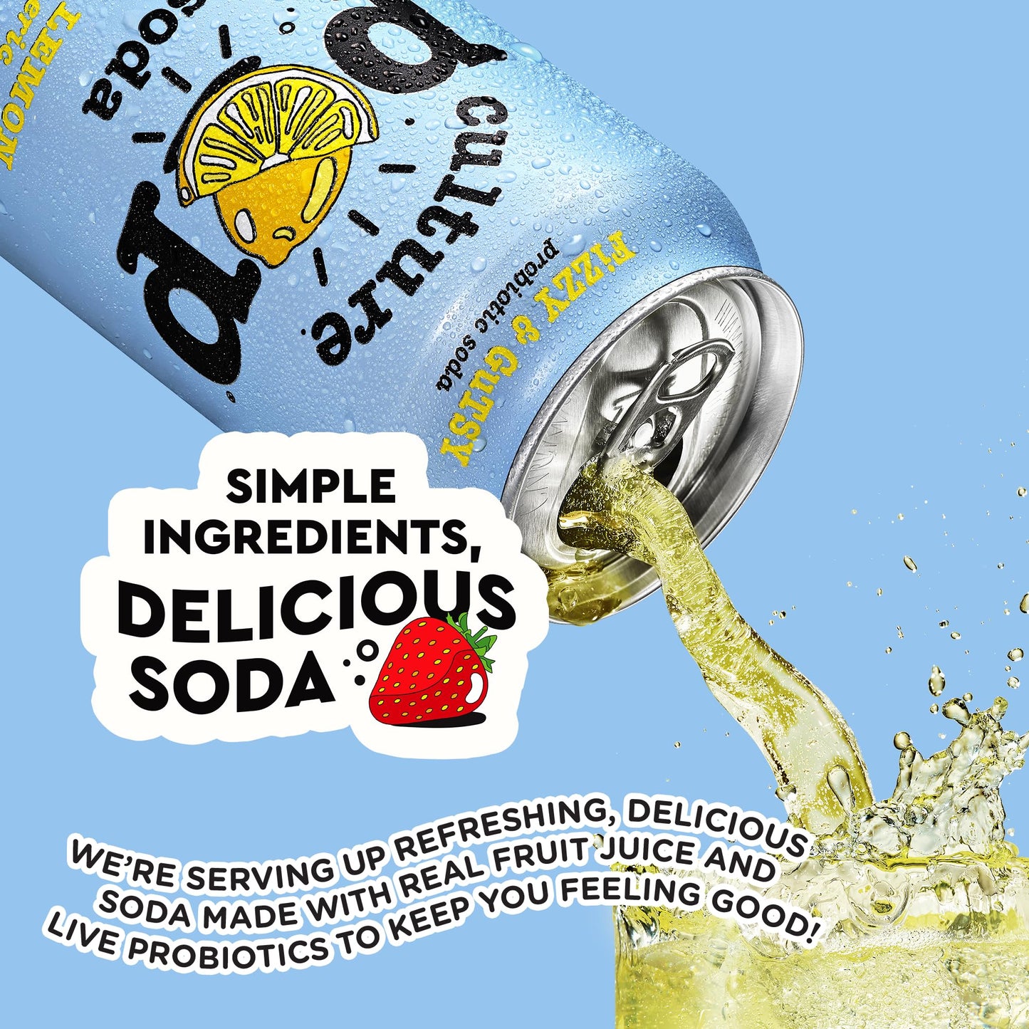 Culture Pop Soda Sparkling Probiotic Drink, Vegan Soda for Gut Health, Non-GMO, GF, No Added Sugar, 12 Pack, 12 Fl Oz Cans, Ging