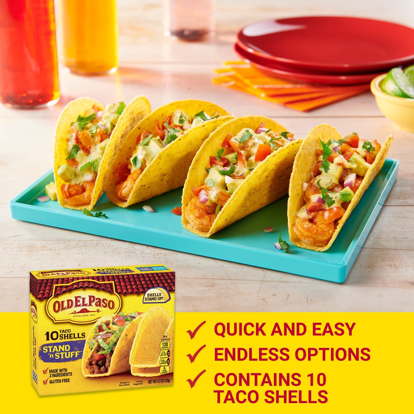 Old El Paso Stand N Stuff Taco Shells, Gluten Free, Meal Prep, 10 Ct, 4.7 Oz (Pack Of 6)