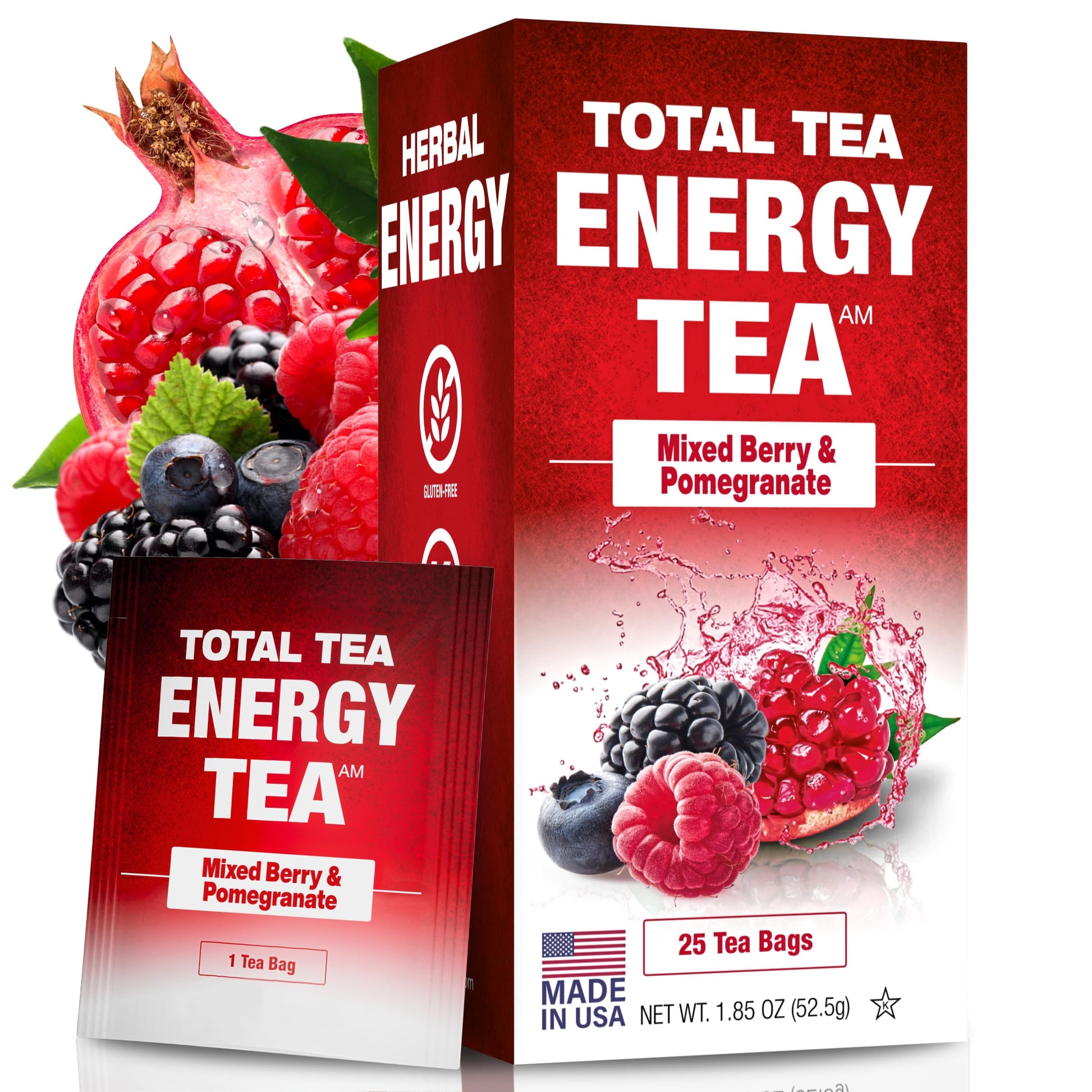 Total Tea Guayusa Energy Tea - All Natural Herbal Tea - 25 Count - Caffeinated Coffee Substitute