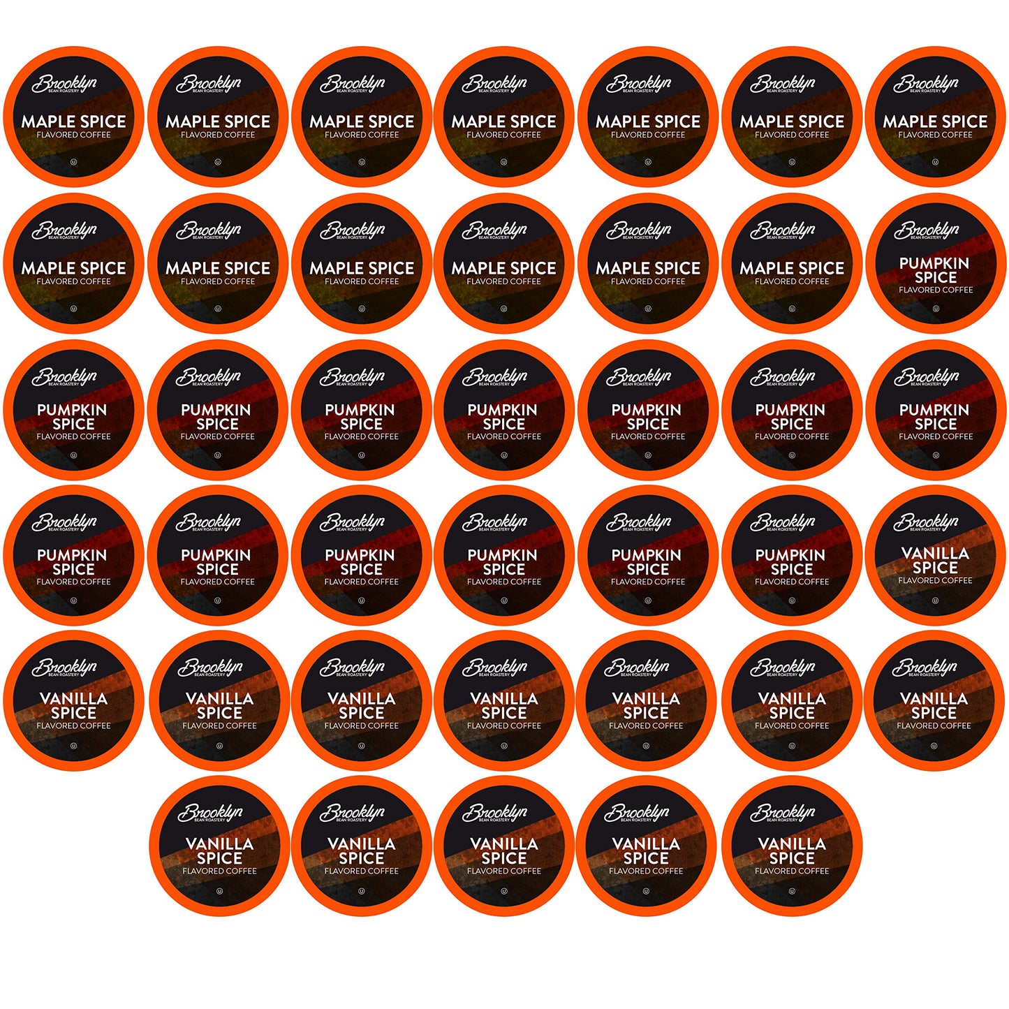 Brooklyn Beans Coffee Pods Fall Flavored Variety Pack, Pumpkin, Maple, Vanilla, 40 Count Compatible with 2.0 Keurig K Cup malt-inspired