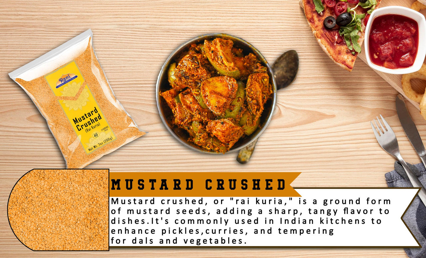 Rani Mustard Seeds Crushed Coarse 7Oz (200G) ~ All Natural | Gluten Friendly | Non-Gmo | Kosher | Vegan | Indian Origin