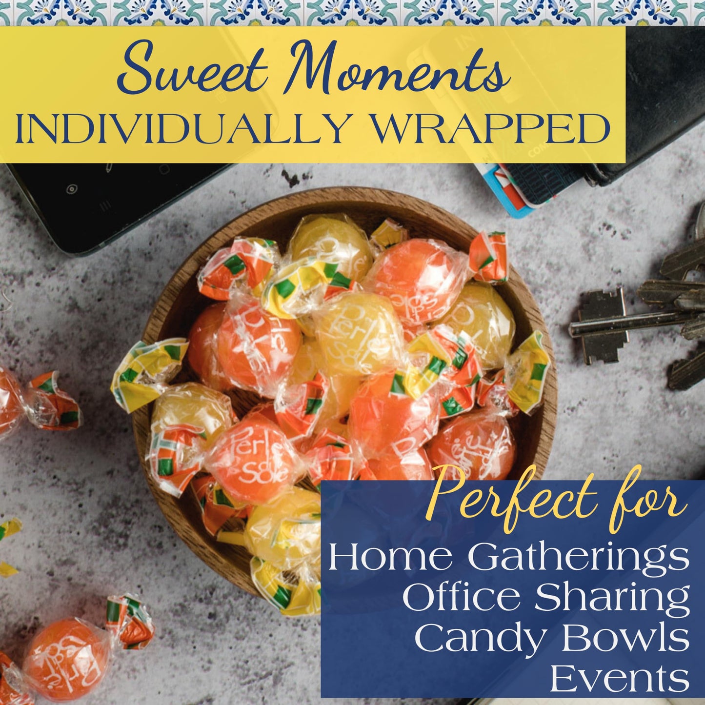 Perle Di Sole Italian Orange Hard Candy Made In Italy - Italian Hard Candy Individually Wrapped - Orange Candies - Orange Drops