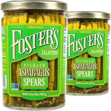 Foster'S Pickled Asparagus- Jalapeno- 32Oz (2 Pack)- Pickled Asparagus Spears In A Jar- Traditional Recipe- Gluten Free- Fat Fre
