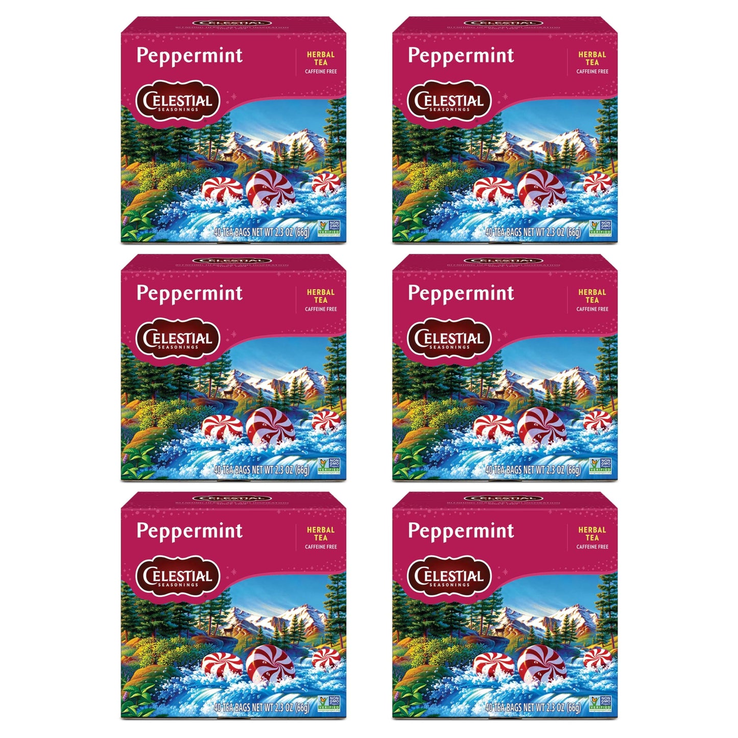 Celestial Seasonings Herbal Tea Peppermint 40 Count Pack of 6