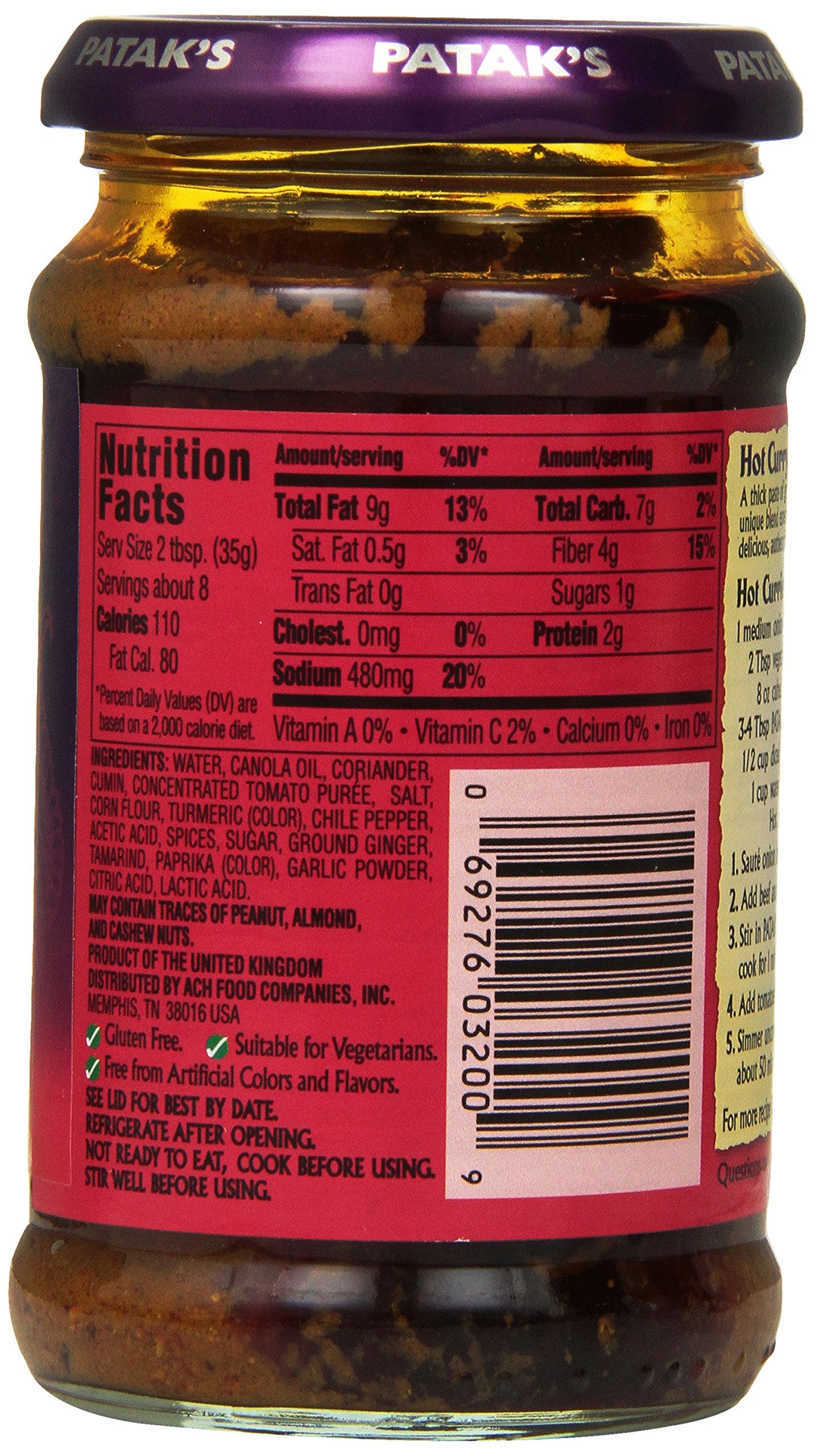 Pataks Curry Paste Extra Hot (10 Oz)