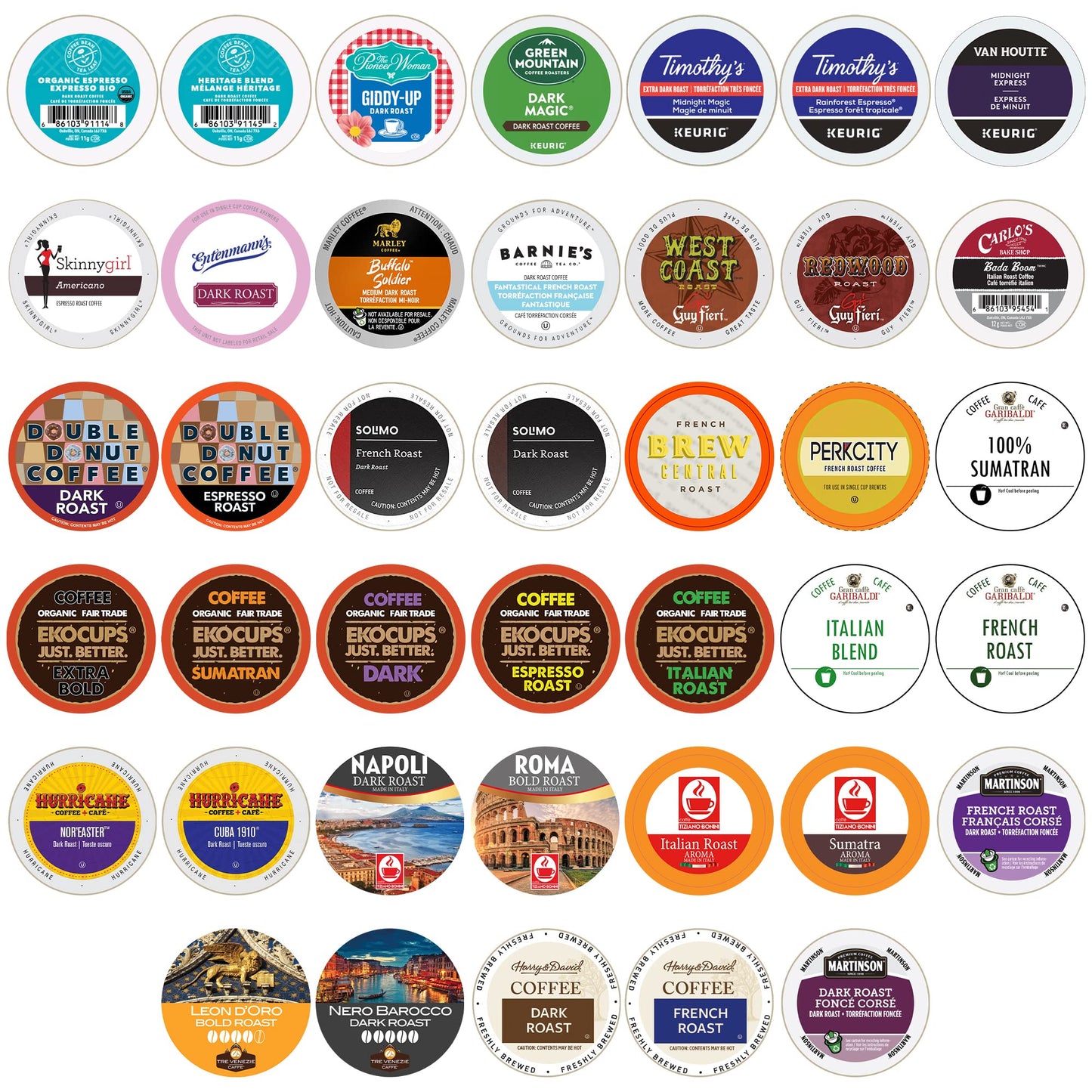 Perfect Samplers Coffee Pods Variety Pack, Dark Roast, 40 Count, Single Serve Cups for Keurig K-Cup Machines