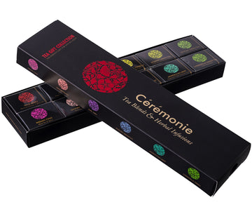 Ceremonie Tea Premium Gourmet Herbal Teas Variety Pack - Kosher Tea Set - Assorted Tea Sampler 12 Individually Wrapped Silky Mesh Herbal Teas & Blend Bags | Single Serve Pouches