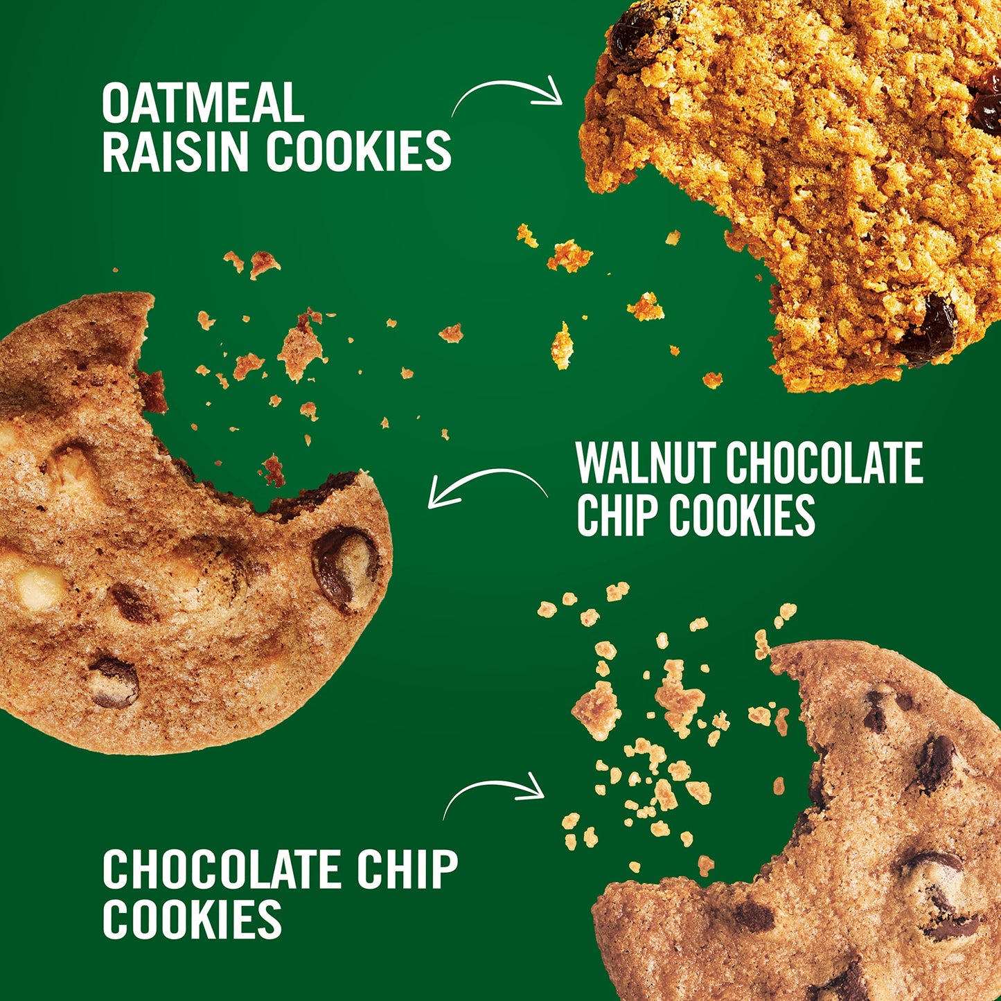 Tate'S Bake Shop Variety Pack - Oatmeal Raisin, Chocolate Chip Walnut & Chocolate Cookies, 3 - 7 Oz Bags