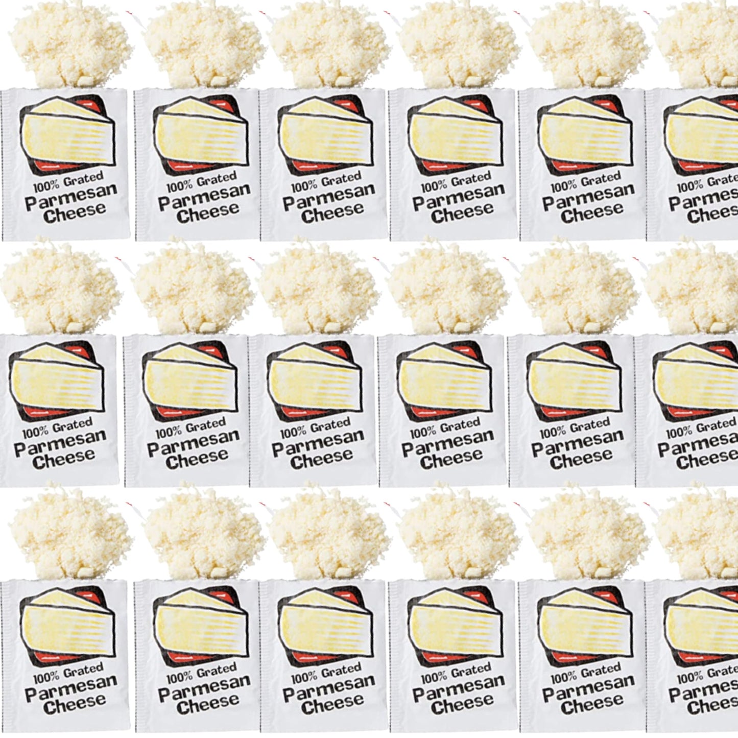 Vallary Parmesan Cheese Packets, 50 Count, 100% Real Grated, 3.5g Each, Shelf-Stable, Individually Wrapped