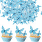 ZHUOWEISM 72PCS Edible Butterfly Cupcake Toppers, Paper Decorations for Baby Shower & Kids Birthday Party, Design 1 Blue