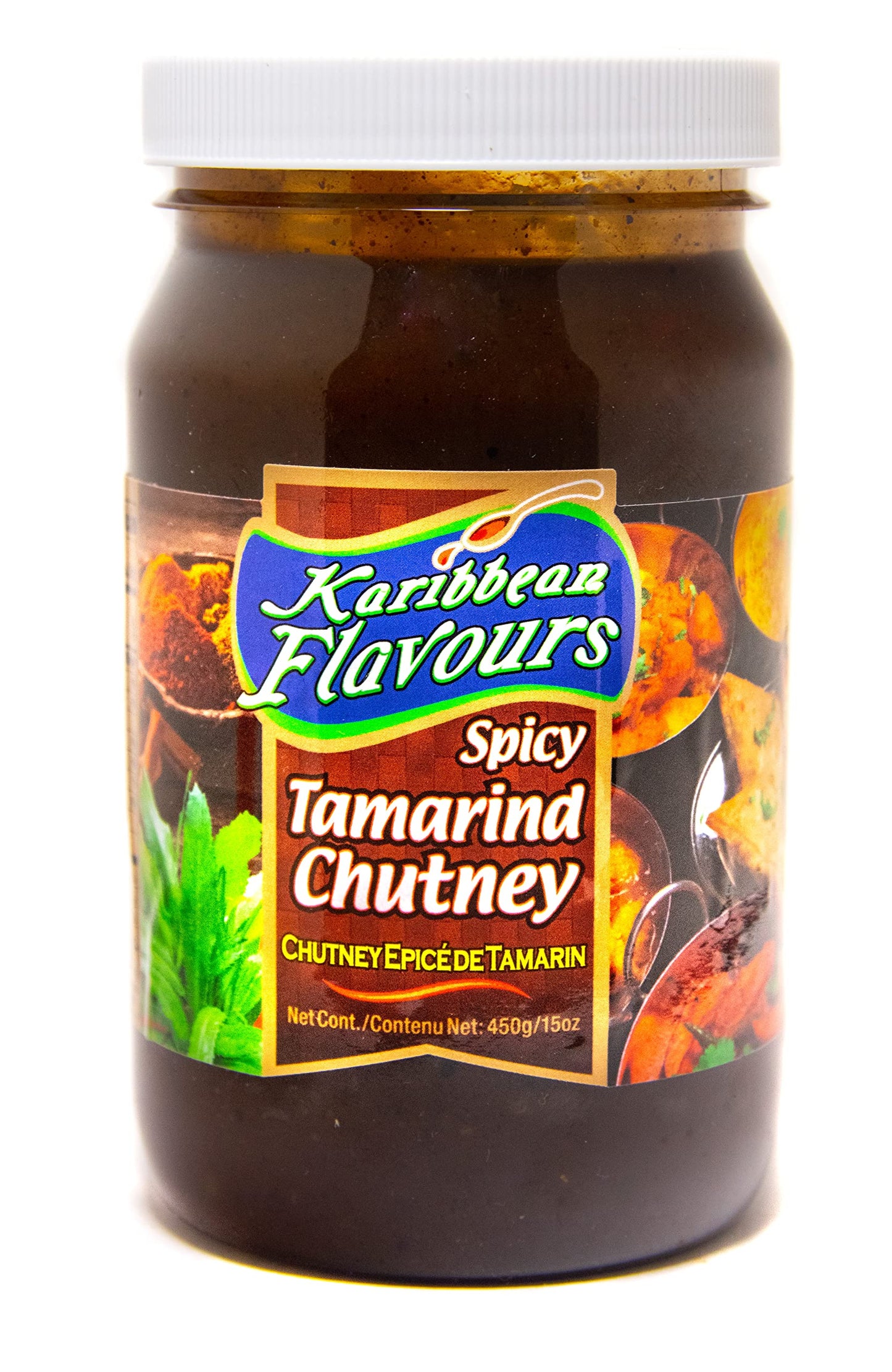 KARIBBEAN FLAVOURS Premium Spicy Tamarind Chutney Sauce - Great for Dipping and Topping - 15 Oz