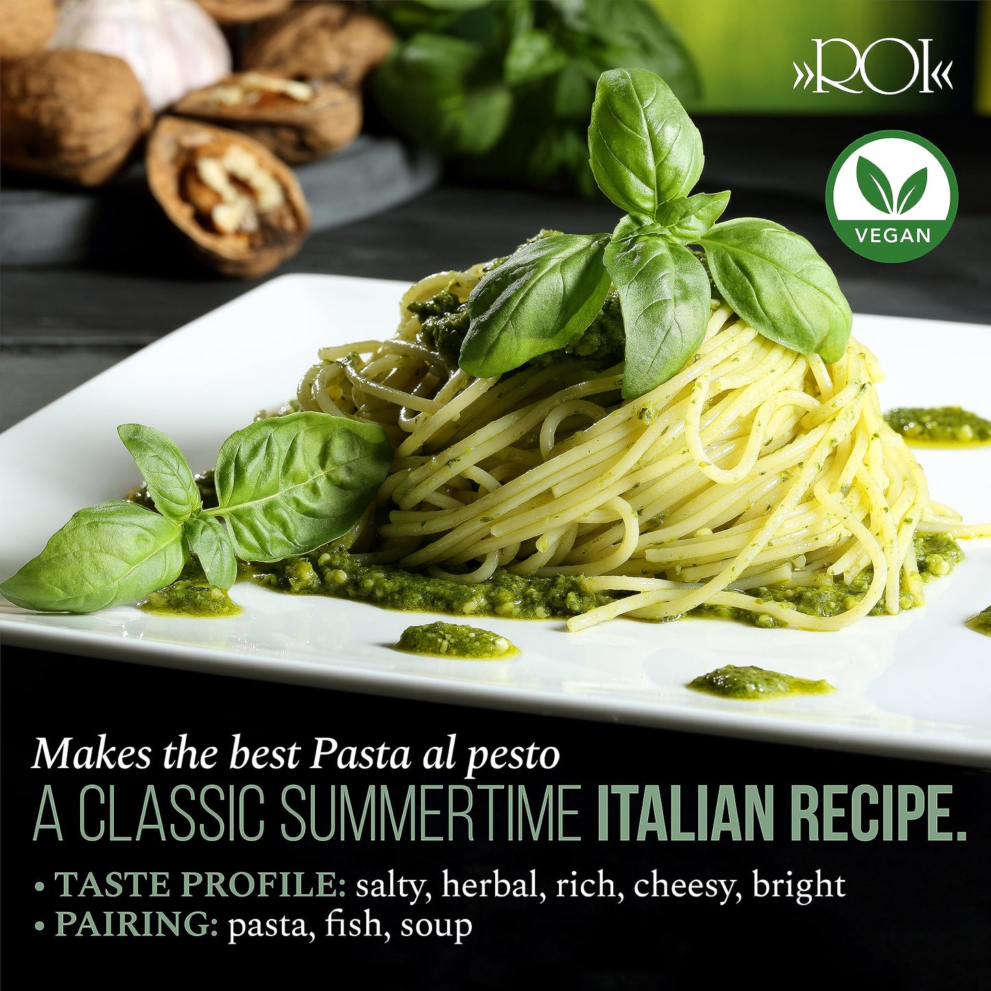 ROI Pesto Sauce - Vegan Pesto - Fresh Ligurian Basil Pesto Made of Genovese DOP basil and EVOO - Gluten Free Pesto - Keto Friend