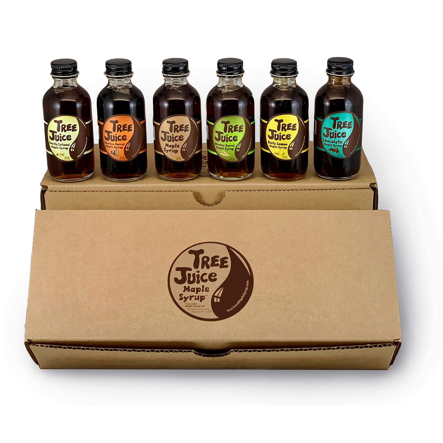 Tree Juice Maple Syrup Gift Box - 6 Pack of 2 Fl Oz Bottles - Ideal for Birthdays, Corporate Gifts, and Holidays