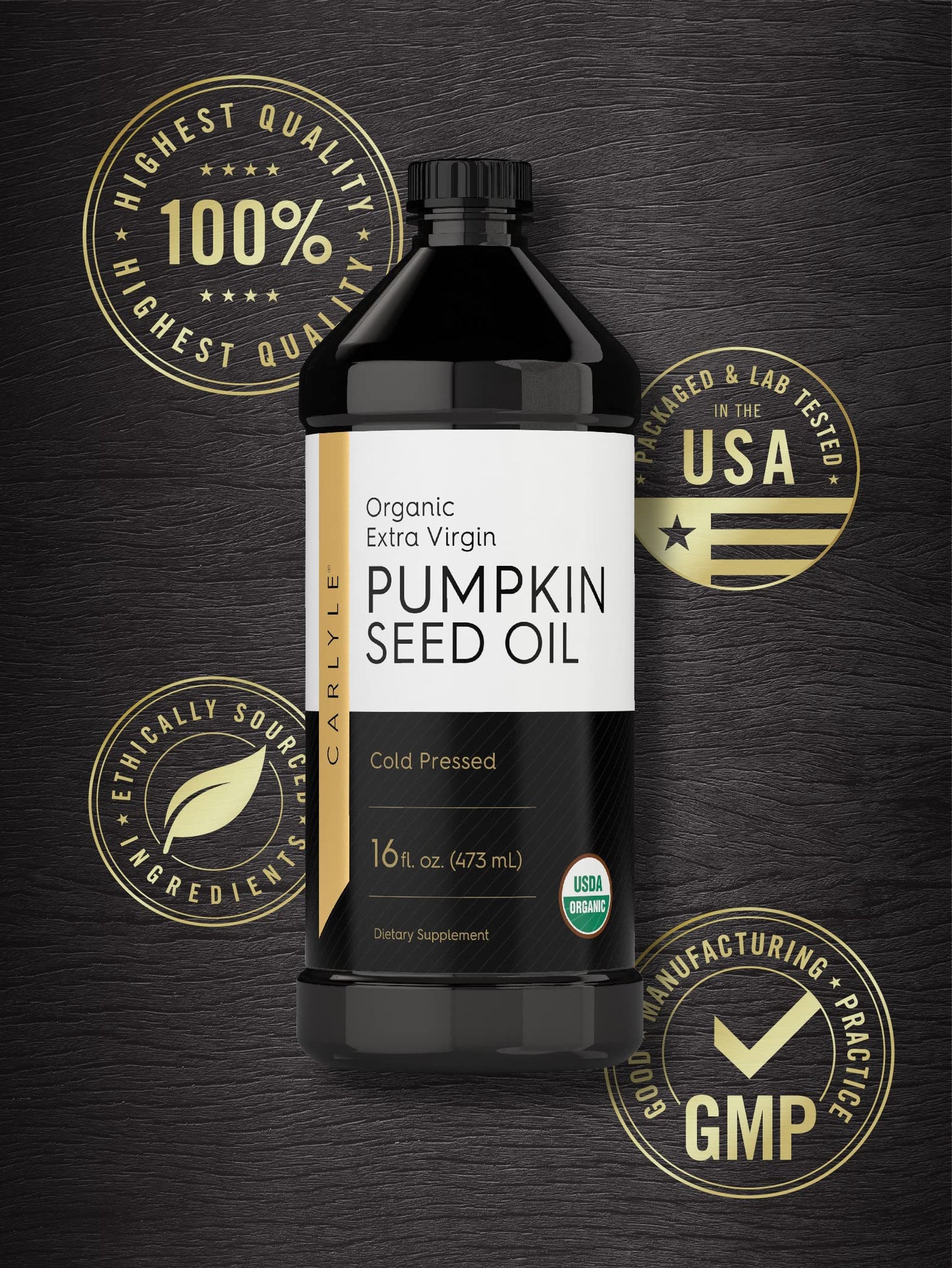 Carlyle Pumpkin Seed Oil, Organic Cold Pressed, Extra Virgin, 16 Fl Oz, Vegetarian, Non-GMO, Gluten Free, Model CL8720