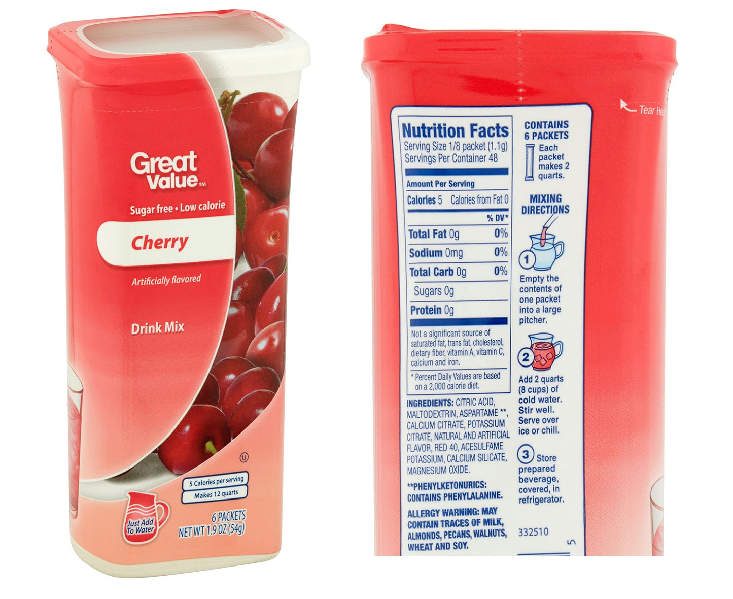 Great Value Drink Mix, Sugar Free, Fruit Punch, Cherry And Grape Bundle Of 3 Flavor Canisters. (Canister Designs May Vary)