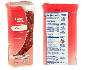 Great Value Drink Mix, Sugar Free, Fruit Punch, Cherry And Grape Bundle Of 3 Flavor Canisters. (Canister Designs May Vary)