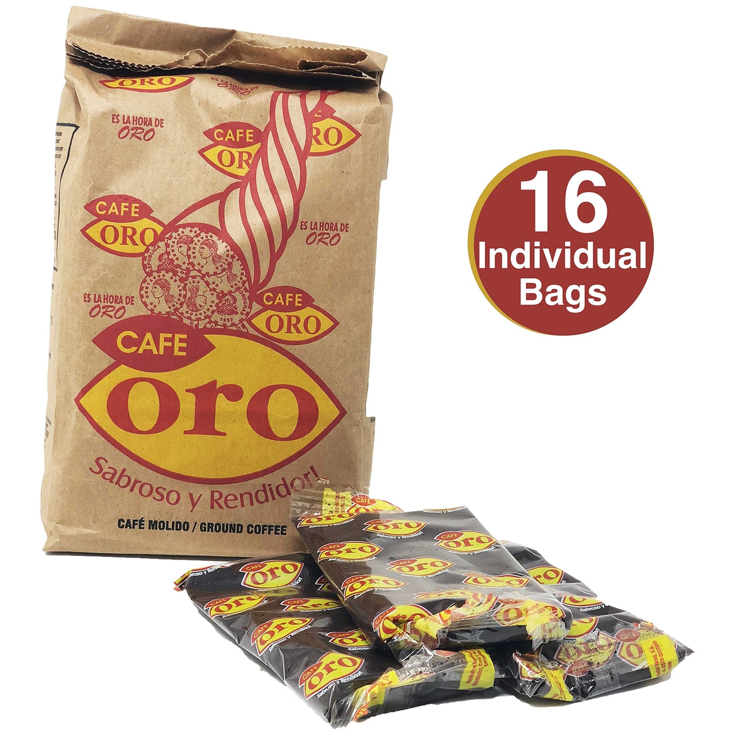 Café Oro Molido: Café Oro Smooth Blend | Sabroso Y Rendidor Golden Coffee From Honduras | 16 Individual Bags Total Of 1 Ounce Each | Guaranteed Best Coffee 100% Customer Satisfaction (3 Pack)