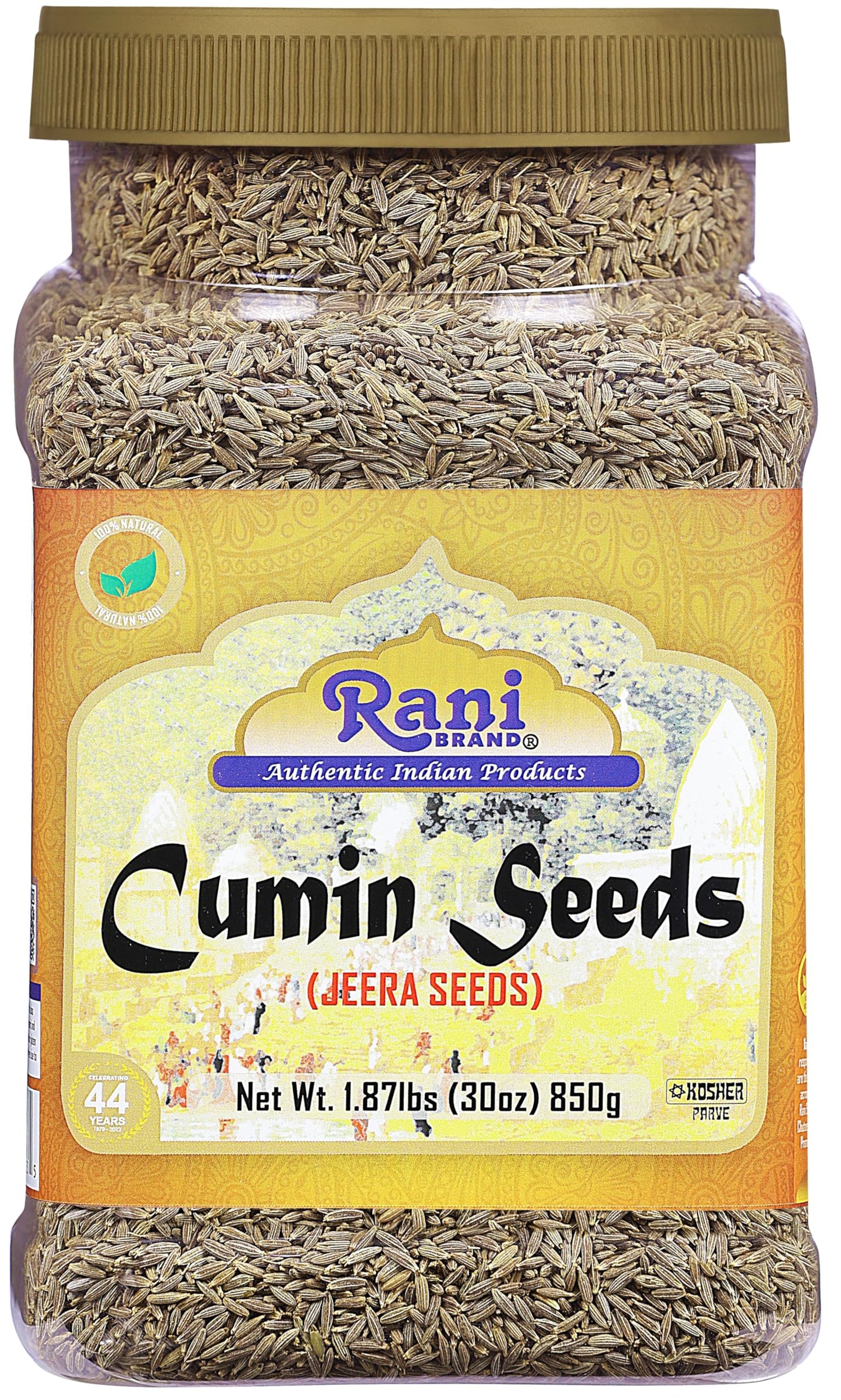 Rani Cumin Seeds Whole (Jeera) Spice 30Oz (1.87Lbs) 857G Pet Jar ~ All Natural | Gluten Friendly | Non-Gmo | Vegan | Kosher | In