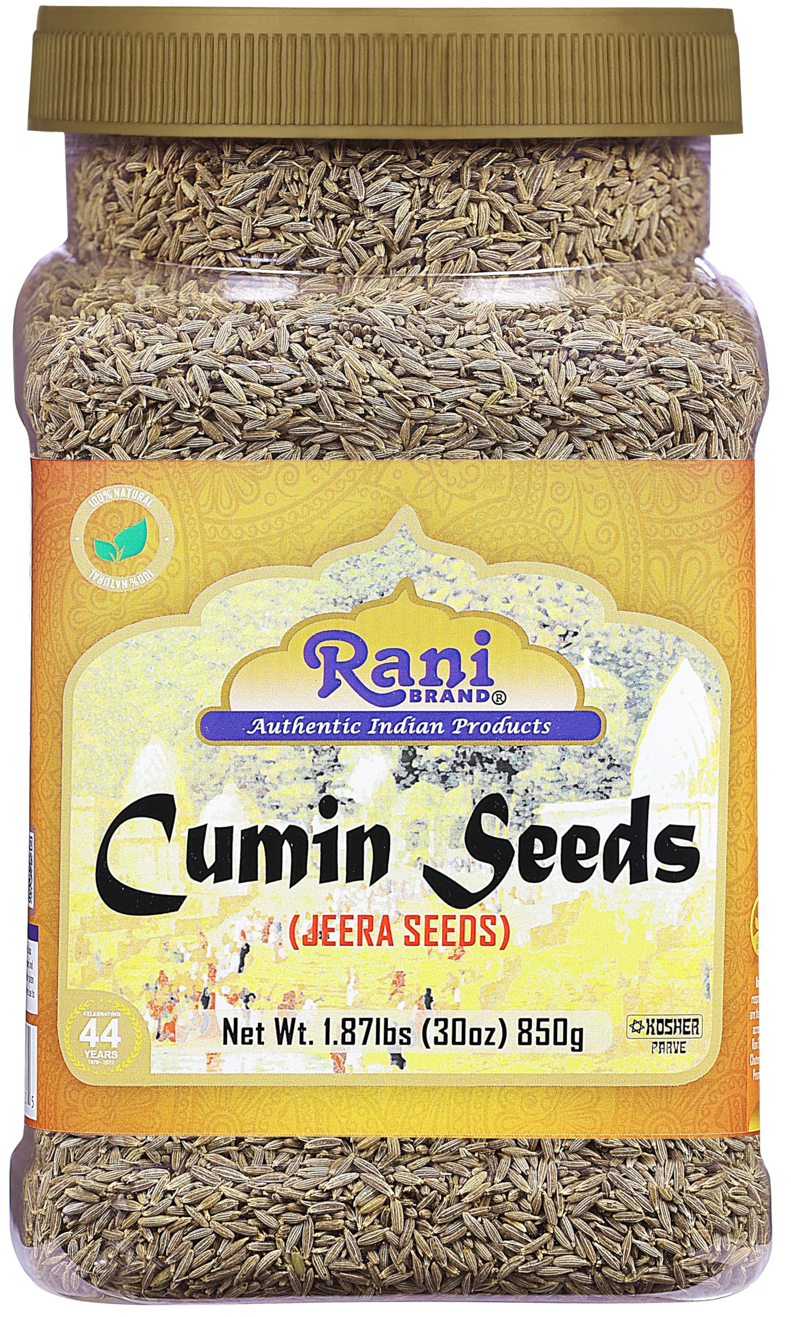 Rani Cumin Seeds Whole (Jeera) Spice 30Oz (1.87Lbs) 857G Pet Jar ~ All Natural | Gluten Friendly | Non-Gmo | Vegan | Kosher | In