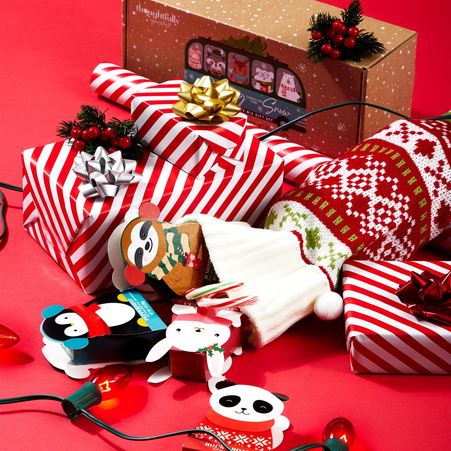 Thoughtfully Gourmet, Hot Chocolate Gift Set In Holiday Character Packaging, Flavors Include Rocky Road, Cookies Butter, Pumpkin