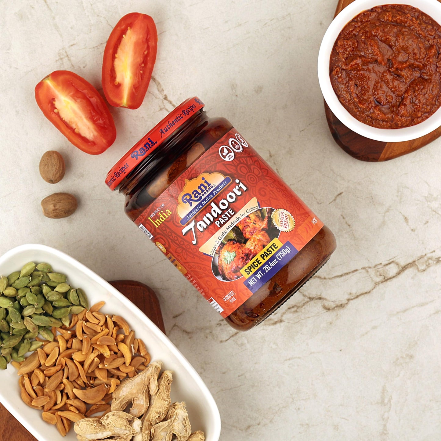 Rani Tandoori Paste, All Natural, NON-GMO, Vegan, Gluten Free, 26.5oz (750g) Glass Jar, Pack of 5+1 FREE