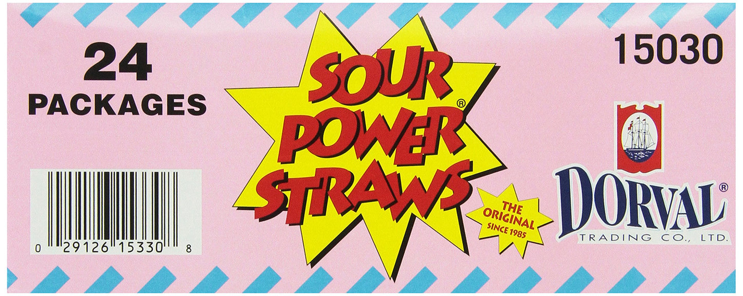 Sour Power Candy Straws, Cotton Candy, 1.75 Oz (Pack Of 24)
