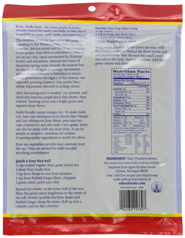 Eden Toasted Sushi Nori, 0.6 Ounce