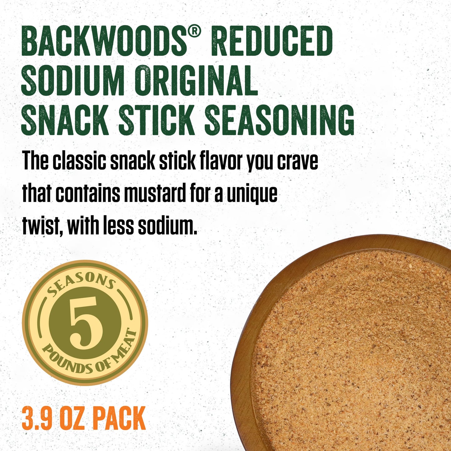 LEM Backwoods Reduced Sodium Snack Stick Seasoning, Seasons Up to 5 lbs, 3.9 Ounce Packet, Model 9161