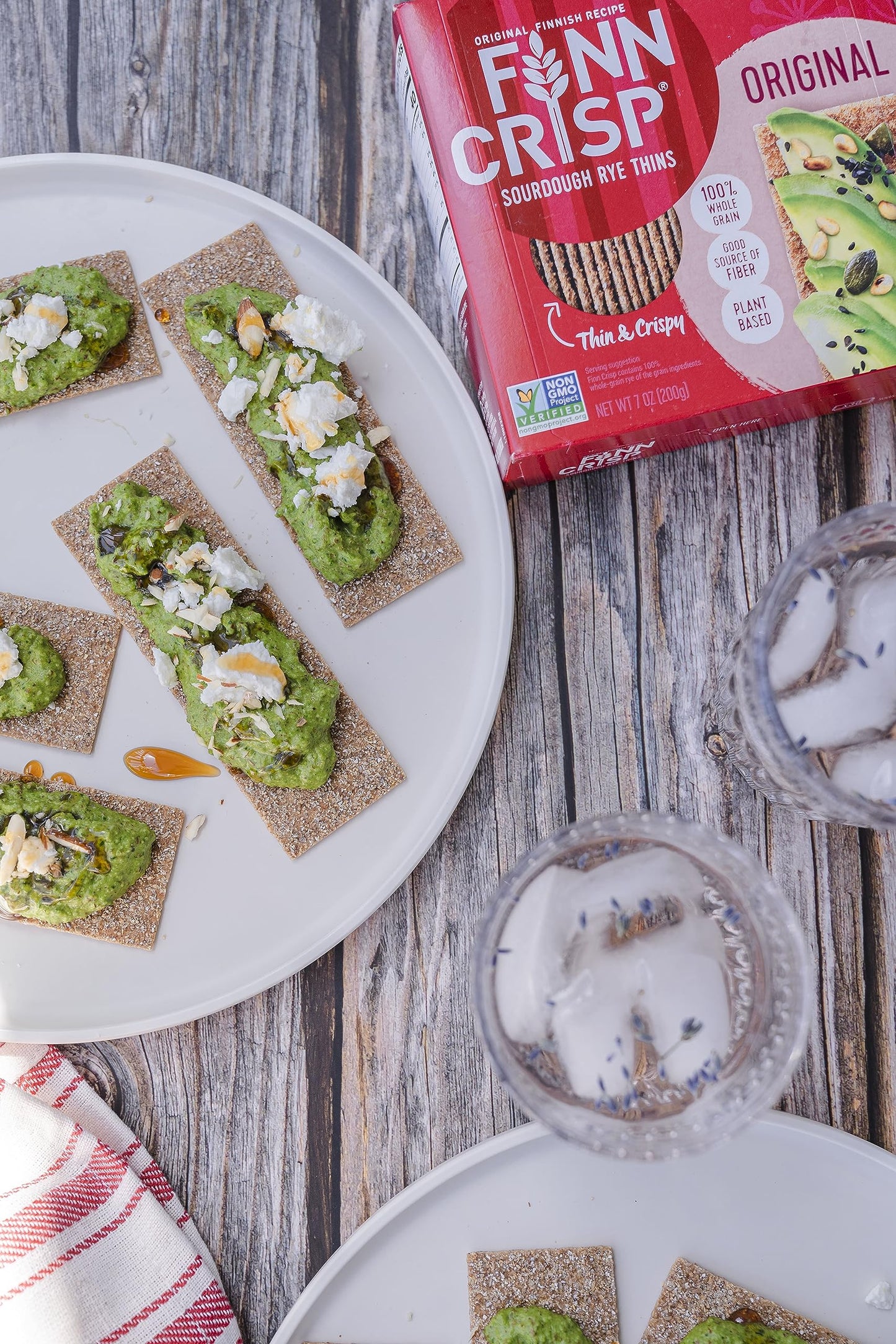 Finn Crisps Original Rye Crispbread 7Oz | Thin, Crispy Rye Flatbread Crackers | Authentic Finnish Sourdough Crispbread | Whole G