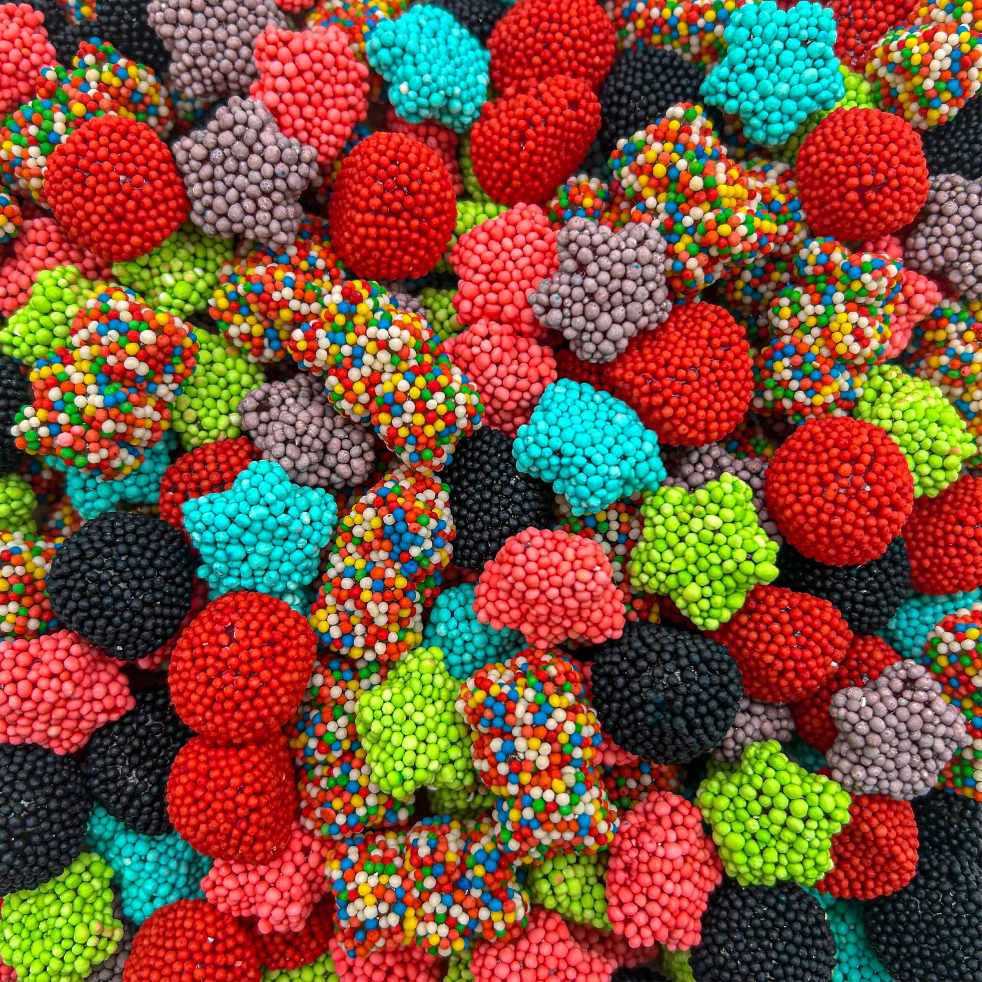Crunchy Gummy Candy Mix | 2 Pound Bag | Rainbow Nonpareils Bears  Berries  Star Shaped Chewy Clusters | Gummy Mix for Kids Party Favors | Fruity and Sour Flavors