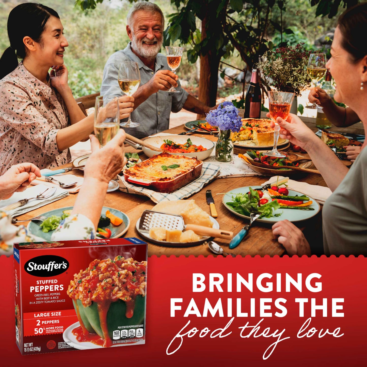 Stouffers Stuffed Peppers, Large Size Frozen Meal, Meals-entrees, Beef, 15.5 Oz
