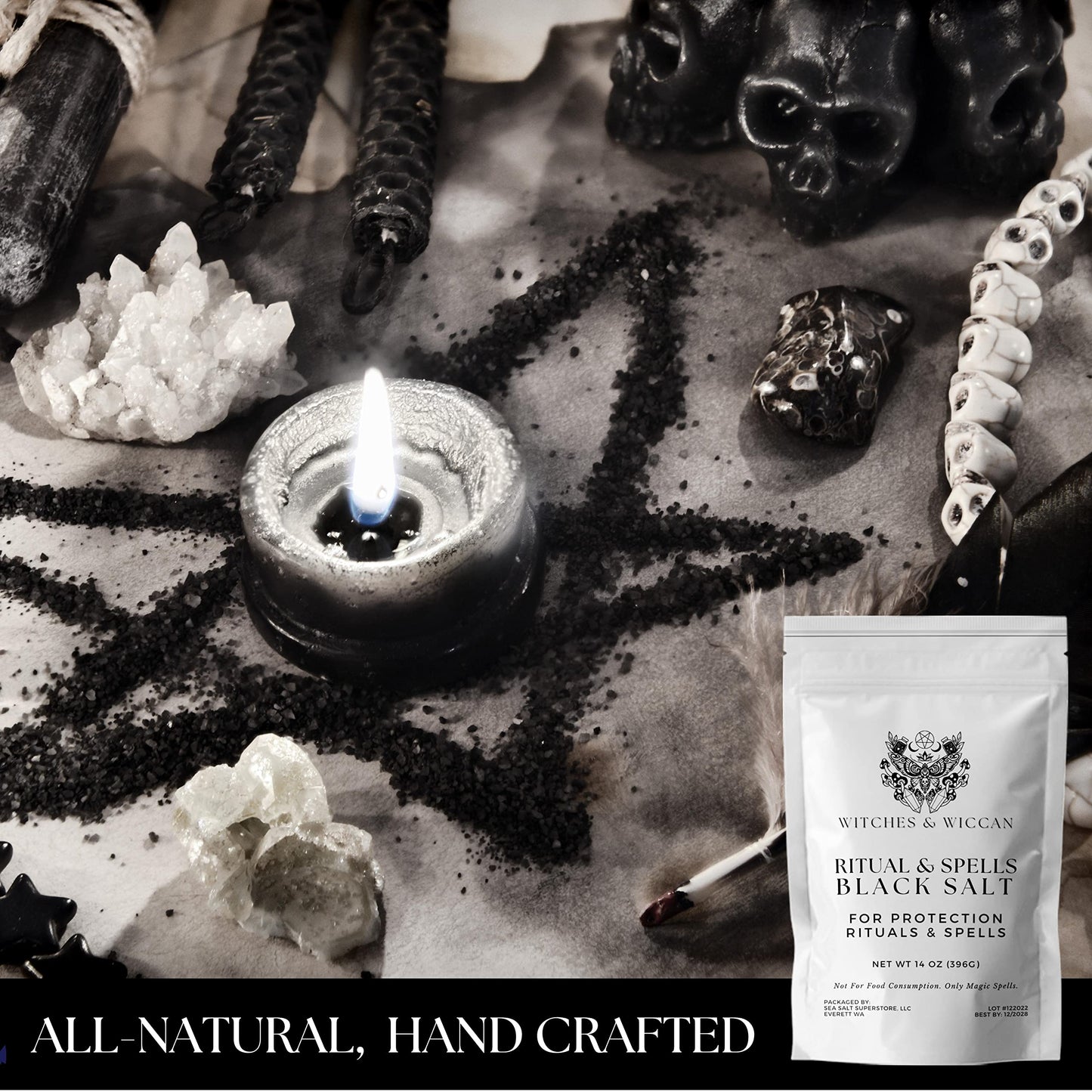 Black Salt For Protection Rituals, Wiccan Supplies, Sal Negra Para Rituales De Brujeria (14 Oz Bag) - Witches & Wiccan Witchcraf