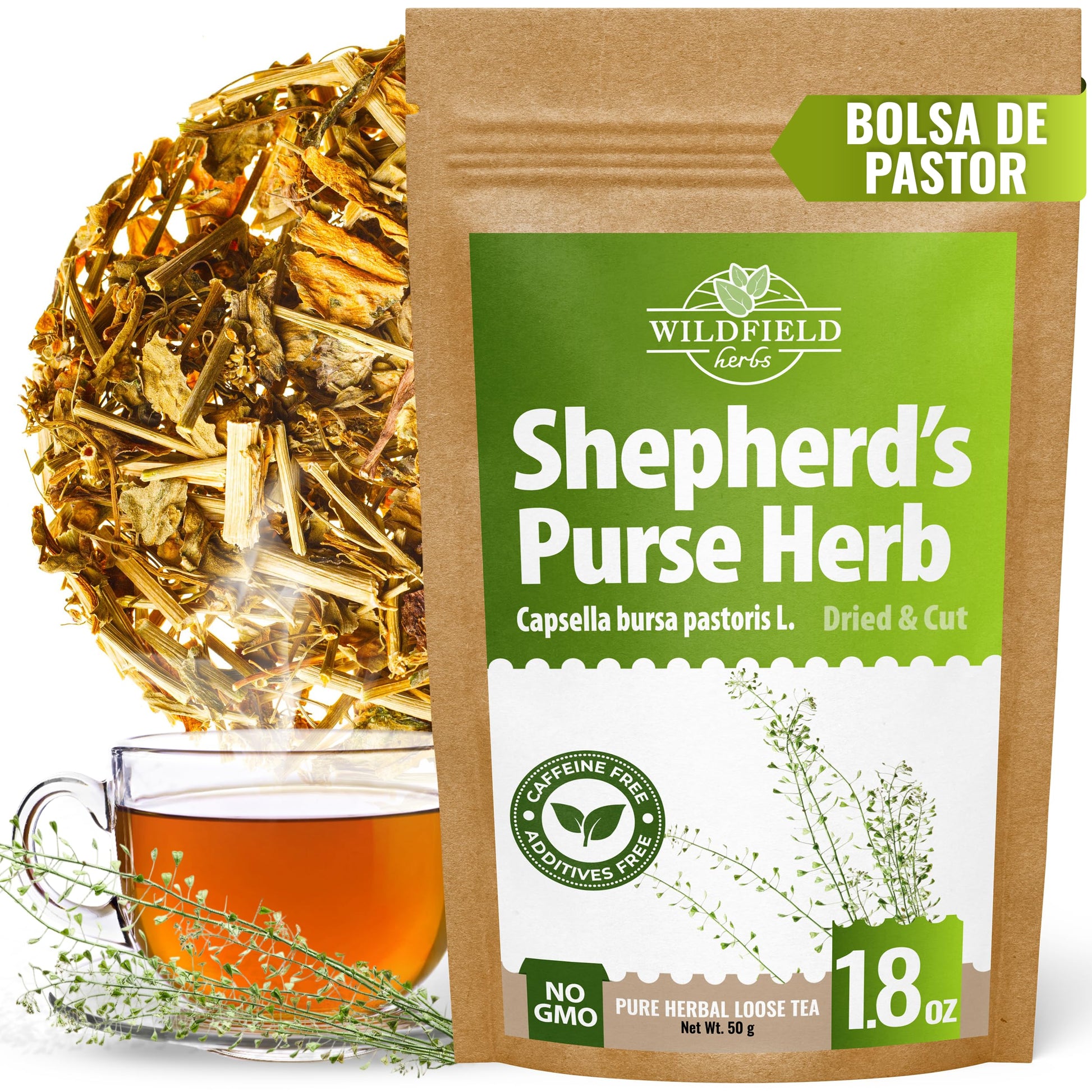 WILDFIELD HERBS Shepherds Purse Herb Bulk Herbal Tea - 1.8 oz (50g)