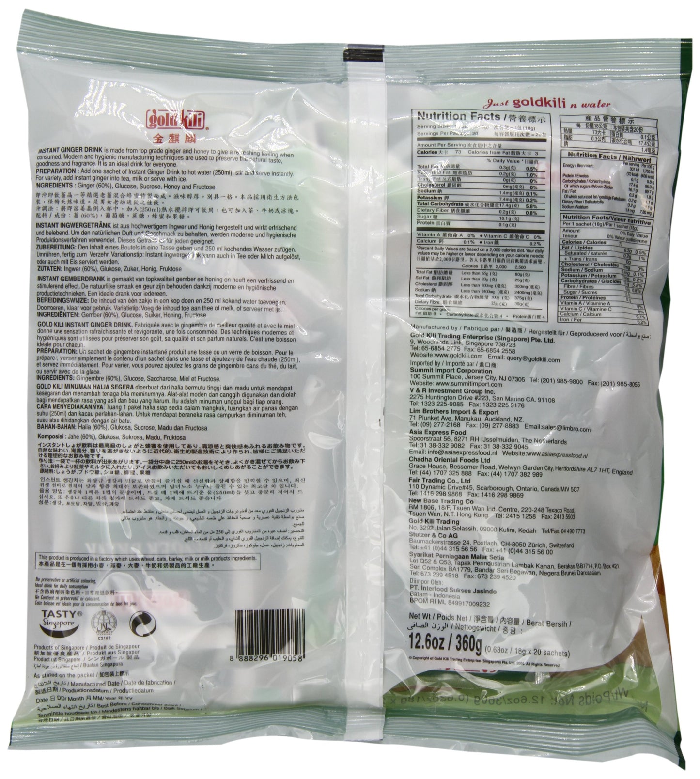 Gold Kili Instant Ginger Beverage, 0.63 Ounce (Pack Of 20)