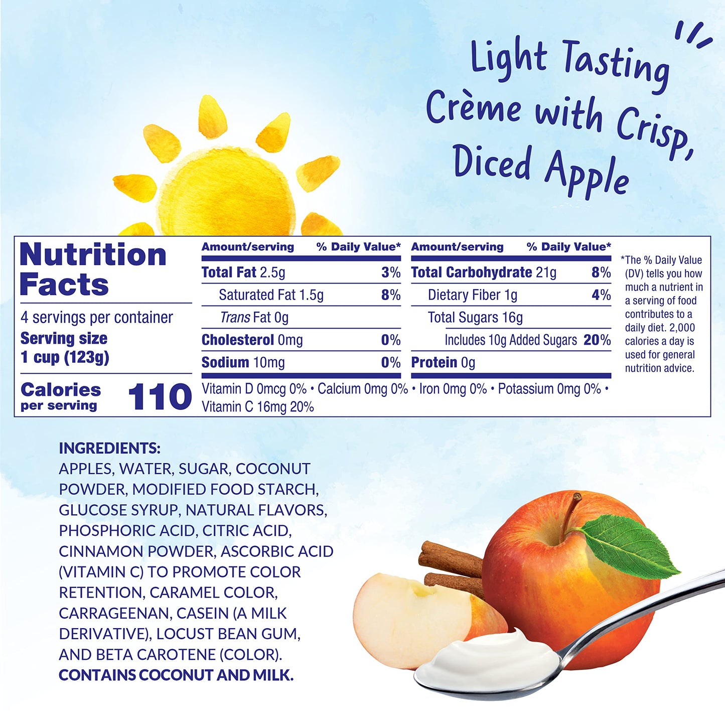 Dole Fruit Bowls Low Fat Apples & Creme Parfait Snacks, 4Oz 24 Total Cups, Gluten & Dairy Free, Bulk Lunch Snacks For Kids & Adu