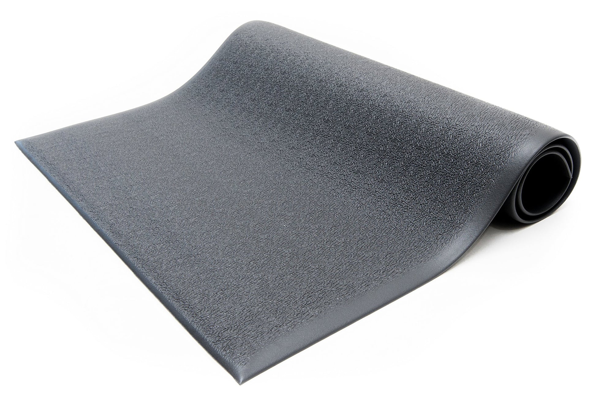 Bertech Anti Fatigue Floor Mat (Made In Usa), 3 Feet Wide X 12 Feet Long X 3/8 Inches Thick, Textured Pattern Top, Black, Bevell