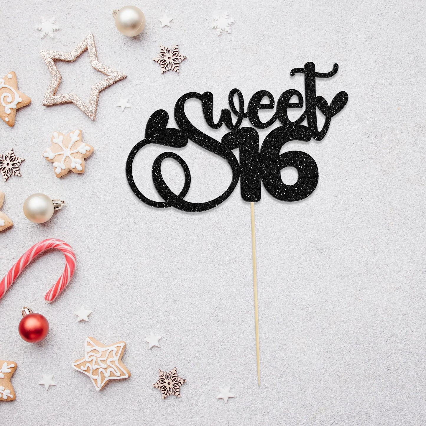 1Pc Sweet Teenager 16 Cake Topper Glitter 16Th Birthday Cake Pick For Cheers To 16 Years Old 16Th Birthday Party Cake Decoration