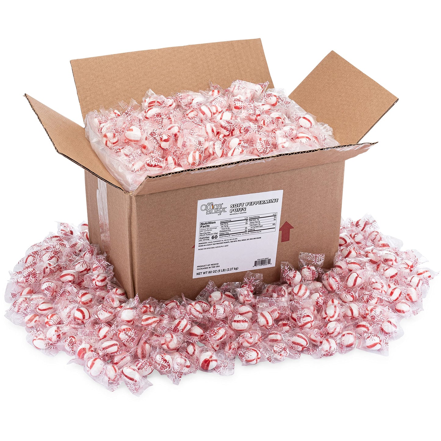 Candy Assortments, Peppermint Puffs Candy, 5 lb Carton